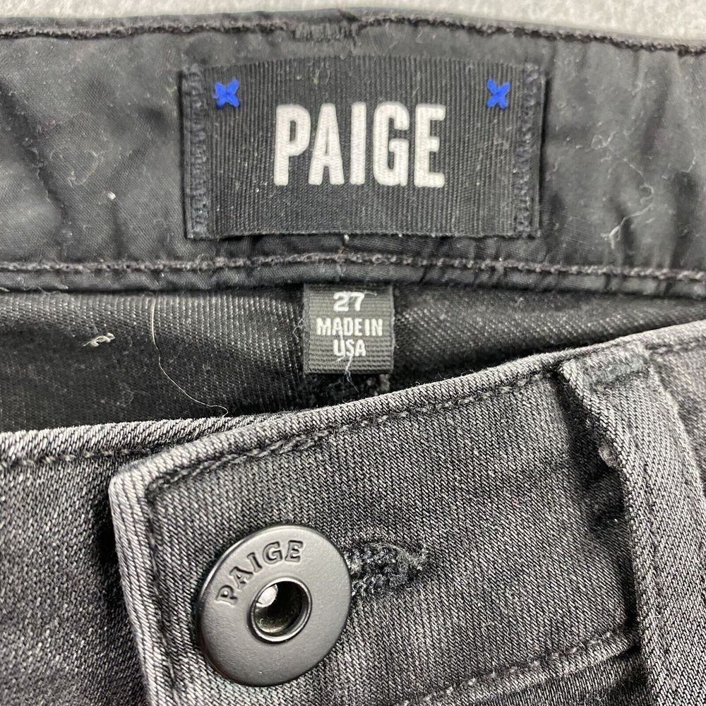Paige Jeans Womens 27 Black Denim Pants Jacqueline Straight Distressed Casual - Picture 6 of 11